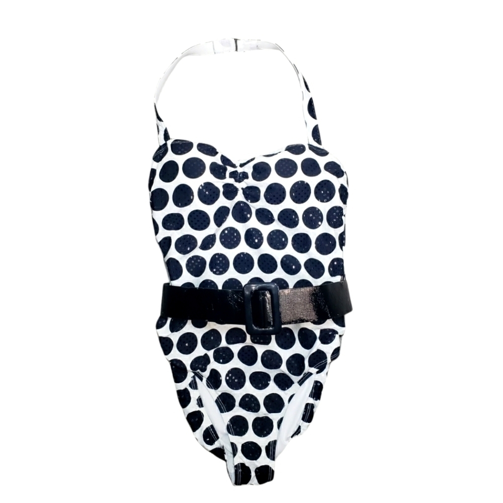 JANTZEN One Piece Polka Dot Swimsuit with Belt